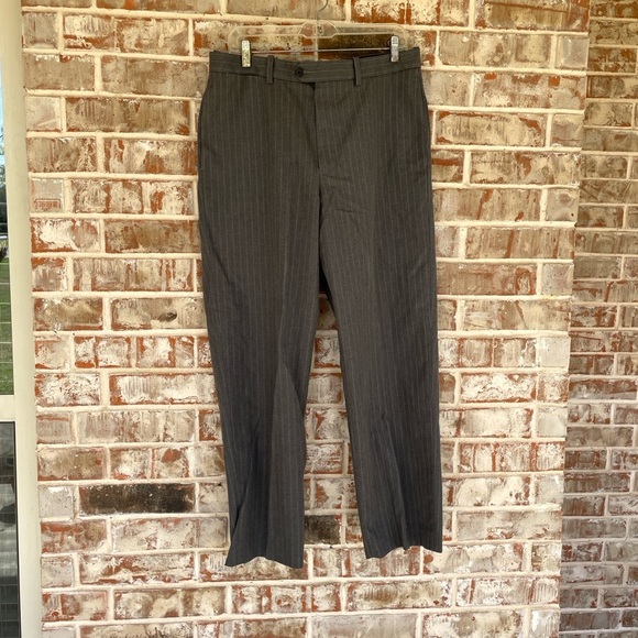 John W. Nordstrom Gray Striped Smartcare Men’s Slacks - Picture 1 of 9
